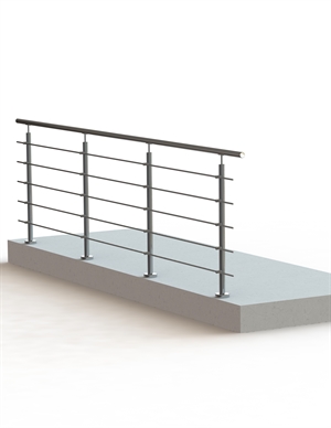 Rustfrit gelænder med medløbere